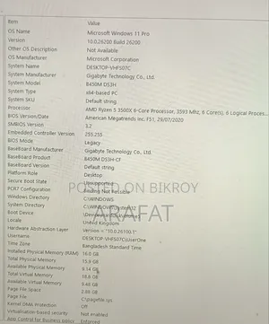 Desktop Computer Microsoft 16GB AMD Ryzen 5 HDD+SSD 1T
