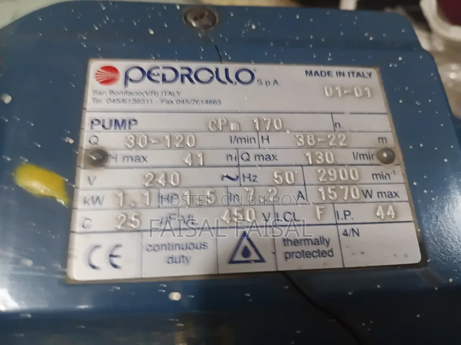 Pedrollo Water Pump ( 1.1HP)