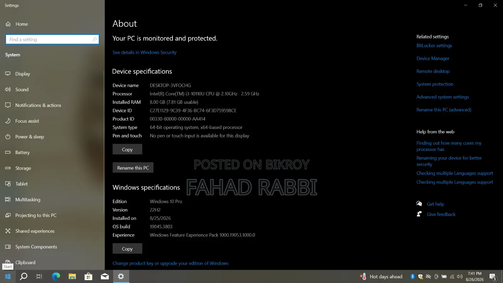Laptop HP 8GB Intel SSHD (Hybrid) 1T