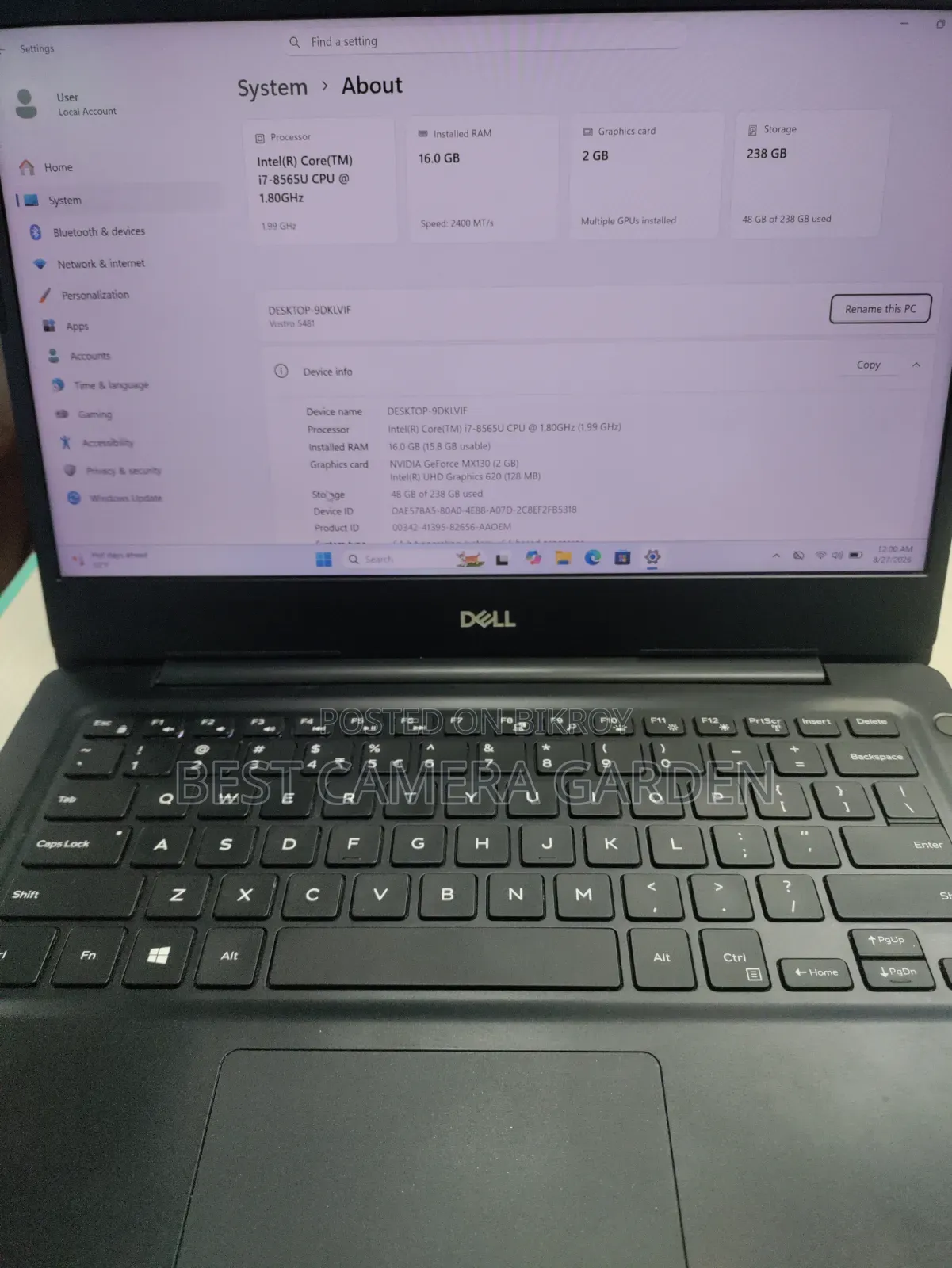 Laptop Dell Vostro 5481 16GB Intel Core i7 SSD 256GB