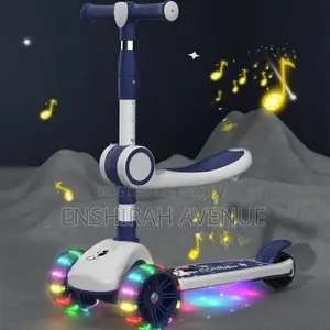 2 in 1 Foldable Scooter With Seat & LED Flash Wheels – Blue
