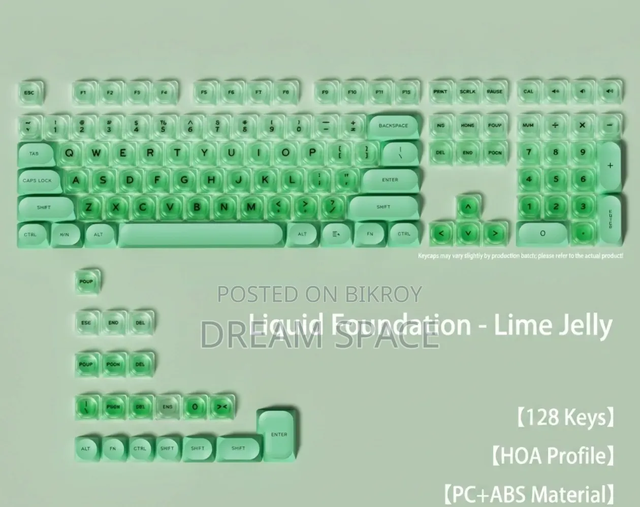 HOA প্রোফাইল কীক্যাপ সেট – 128 Keys, ডাবল-শট PC+ABS (একাধিক কালার)