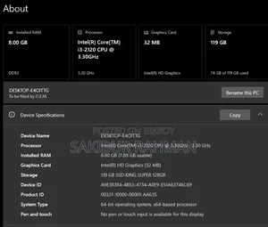 Desktop Computer 8GB Intel Core i3 SSD 128GB