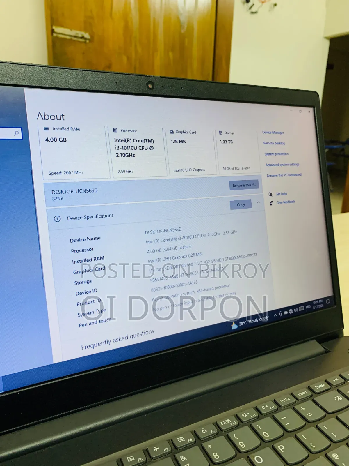 Laptop Lenovo V15 4GB Intel Core i3 SSD 1T