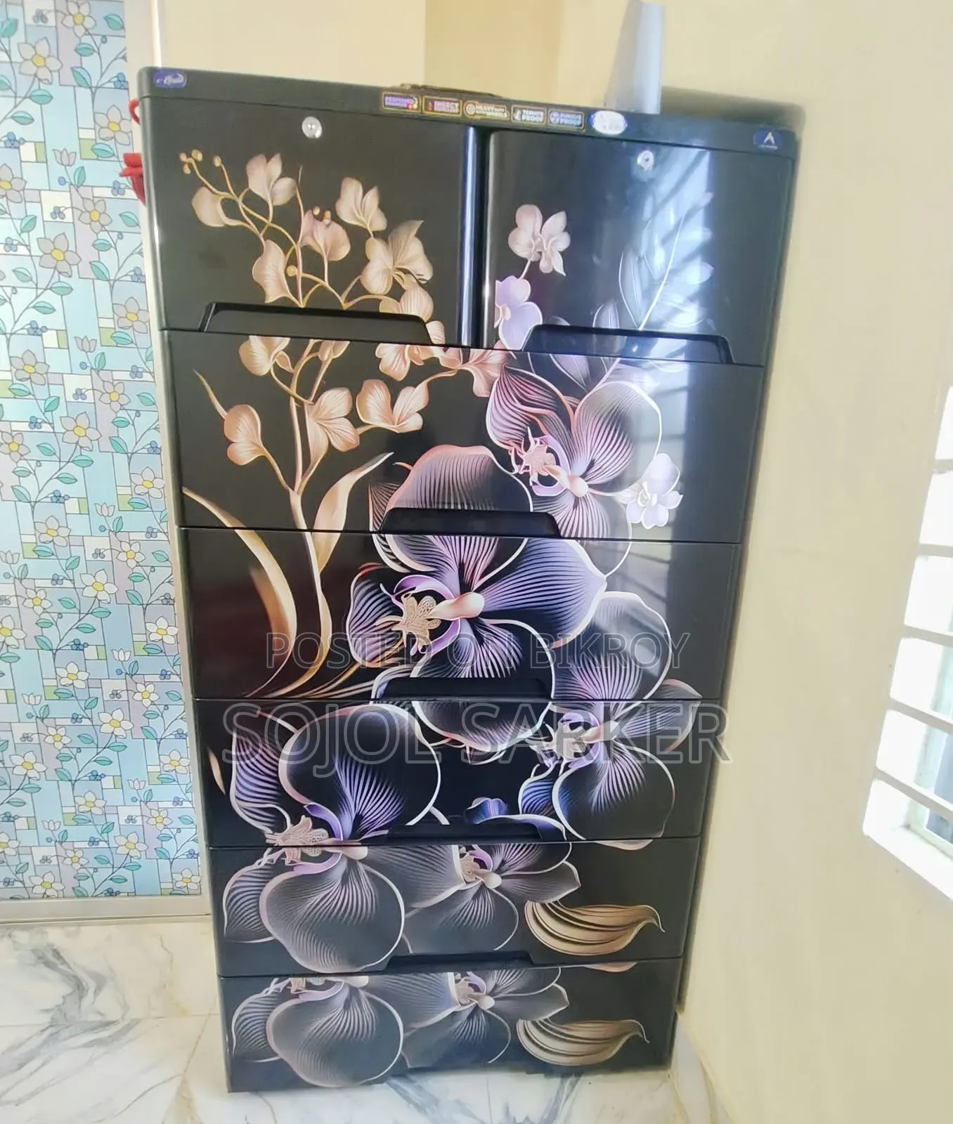 Beautiful 6 Drawer Plastic Wardrobe-Floral Design