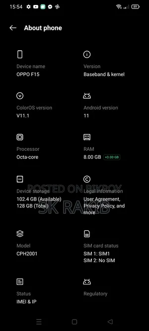 Oppo F15 128 GB White
