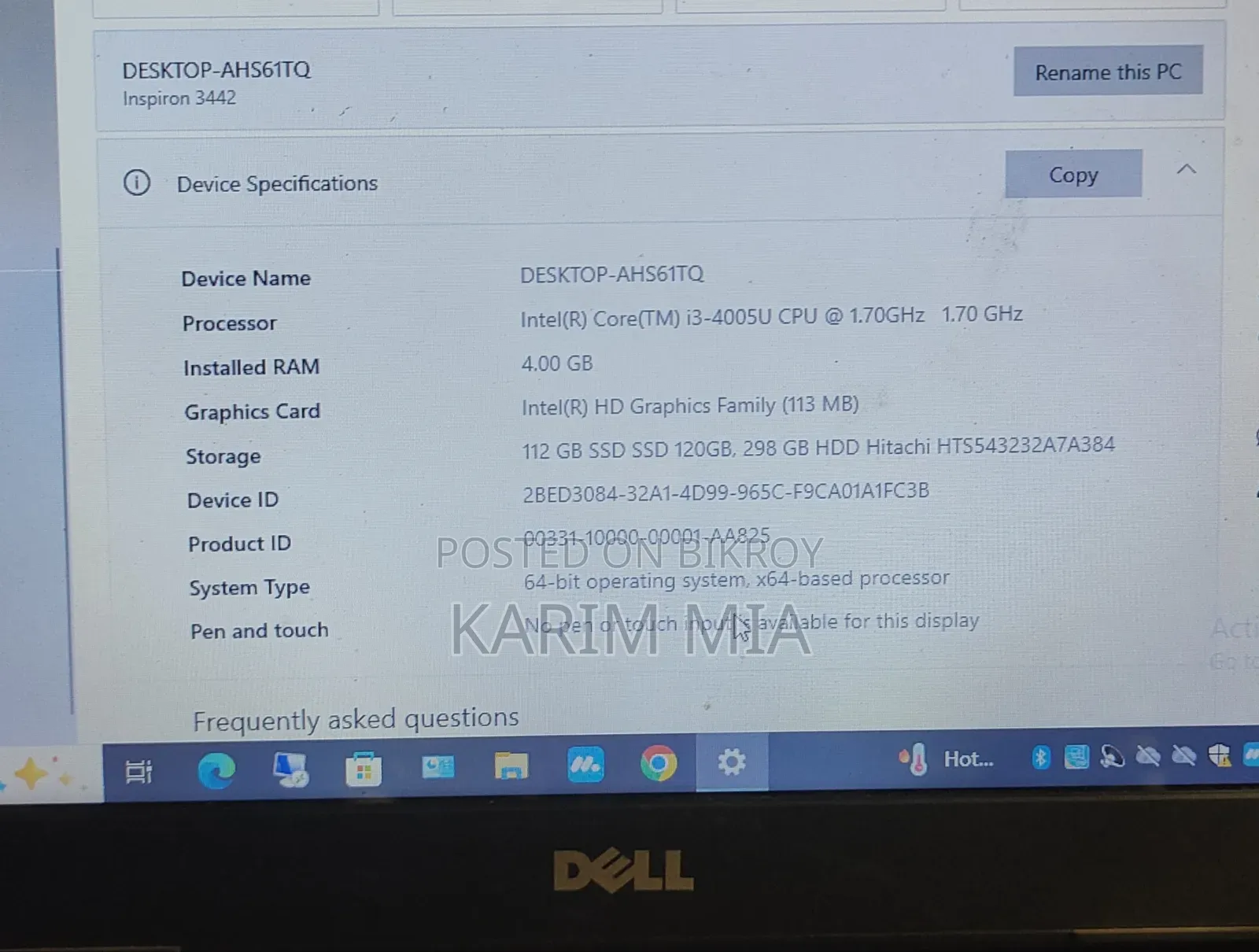 Laptop Dell Inspiron 14 4GB Intel Core i3 SSD 128GB