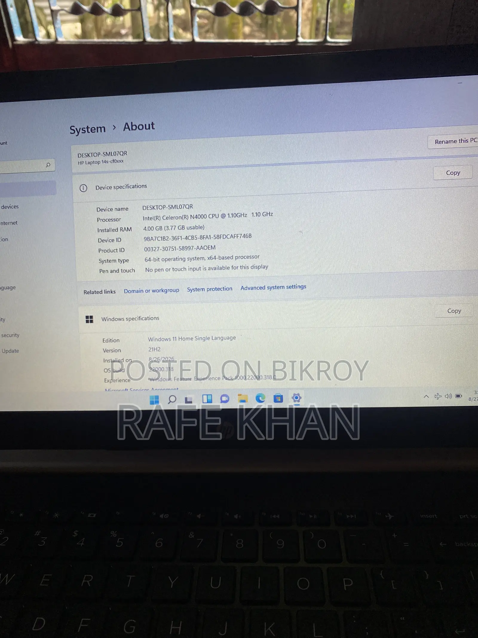 Laptop HP 14S 4GB Intel Xeon eMMC 256GB