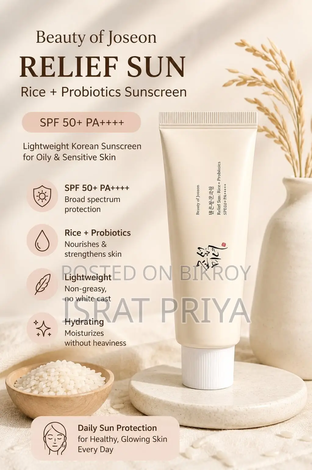 Beauty of Joseon Relief Sun: Rice + Probiotics SPF50+ PA++++ (50ml)