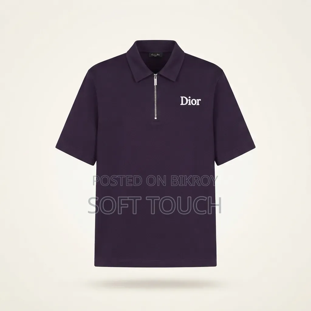 Luxury Dark Purple Half-Zip Polo Shirt