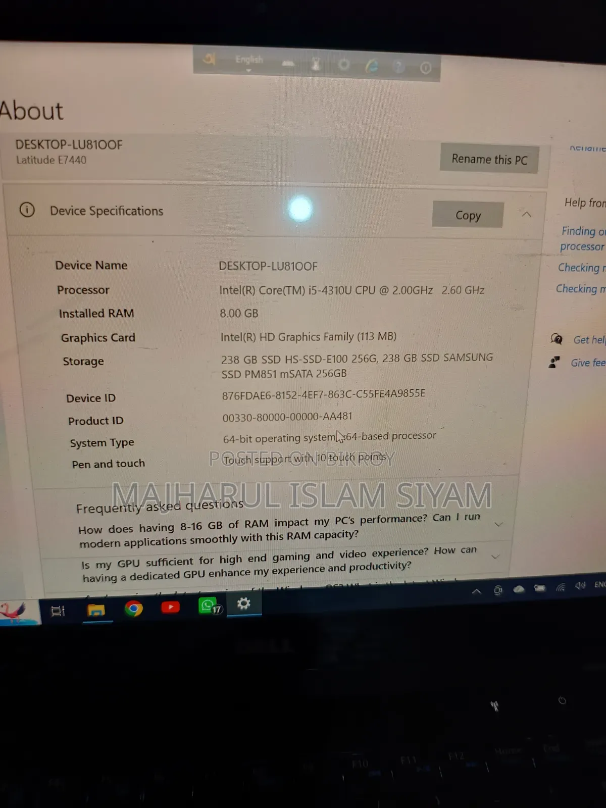 Laptop Dell Latitude 7490 8GB Intel Core i5 SSD 256GB