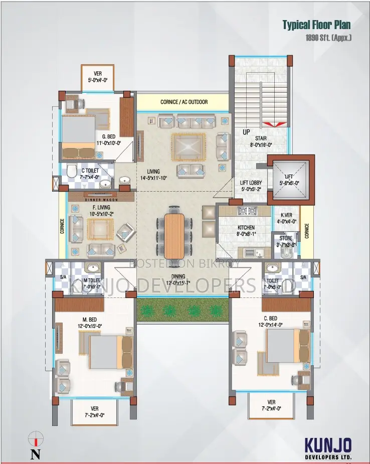 3bdrm Apartment in Matri Kunjo, Basundhara for sale