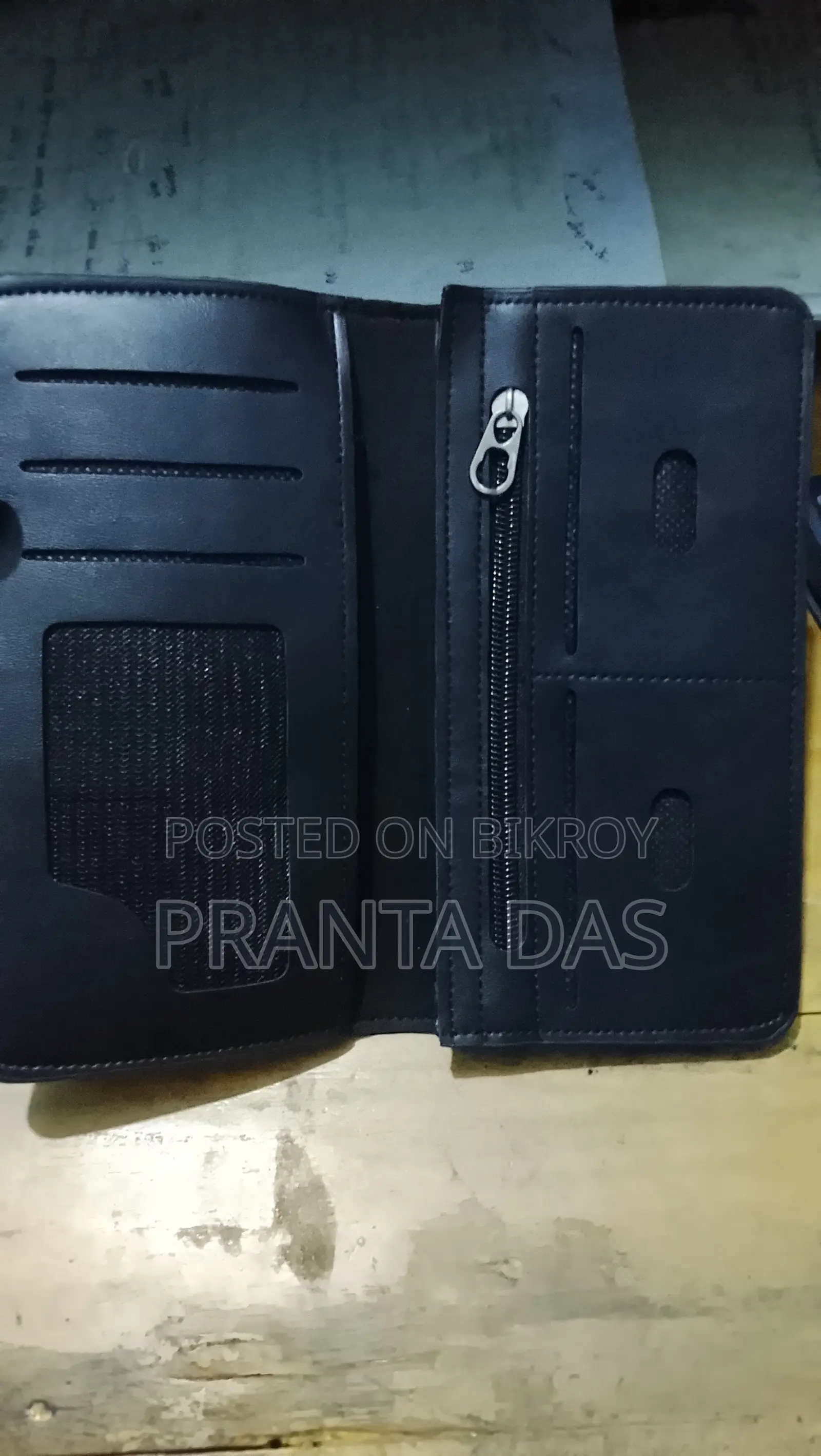 Black Leather Long Wallet