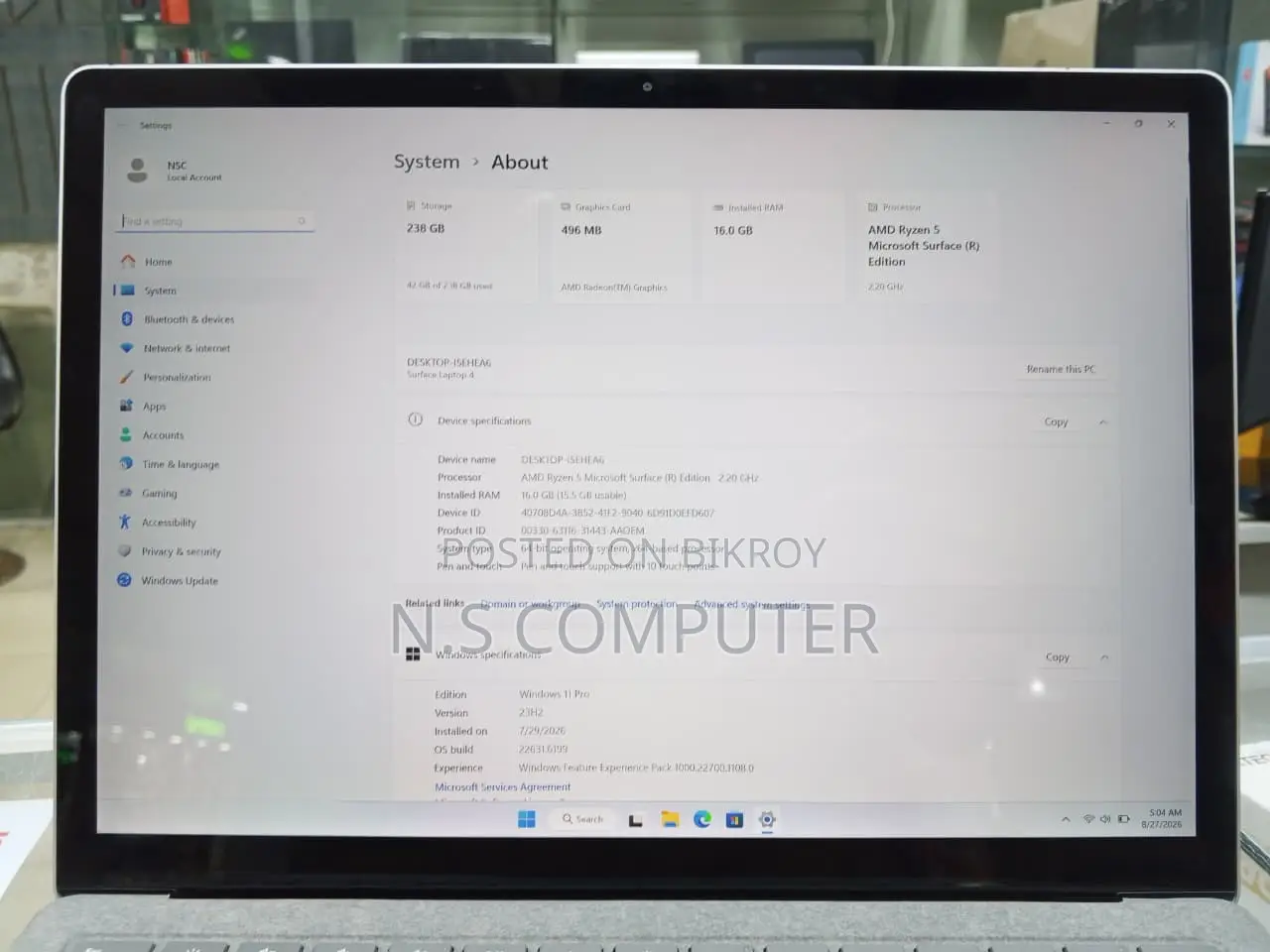 Laptop Microsoft Surface Laptop 4 16GB AMD SSD 256GB