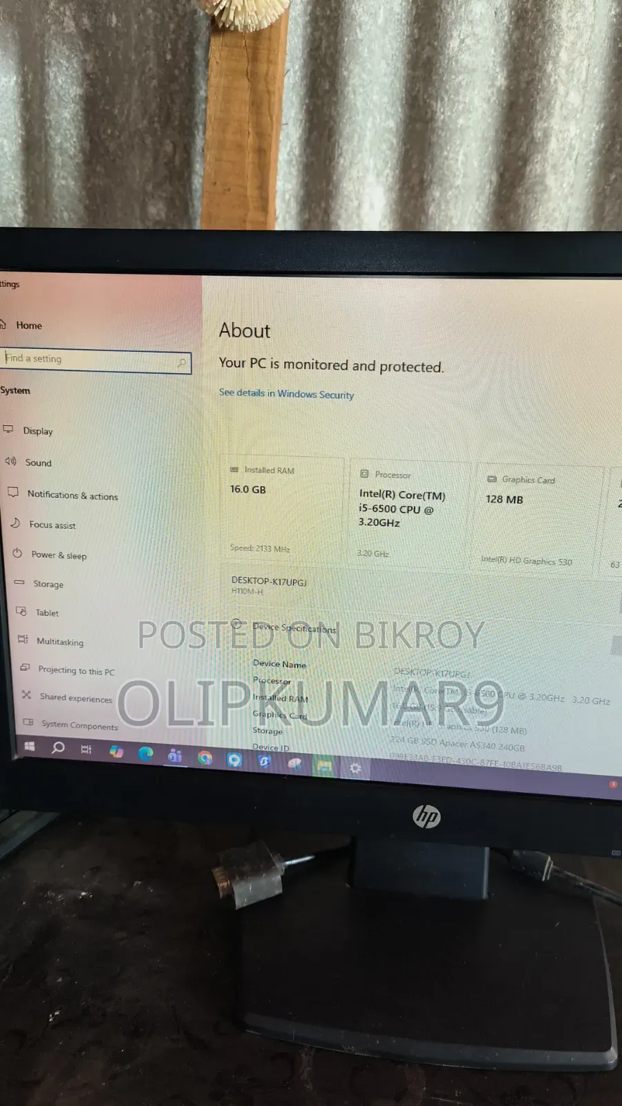 Desktop Computer 16GB RAM Intel Core i5 Processor 256GB SSD