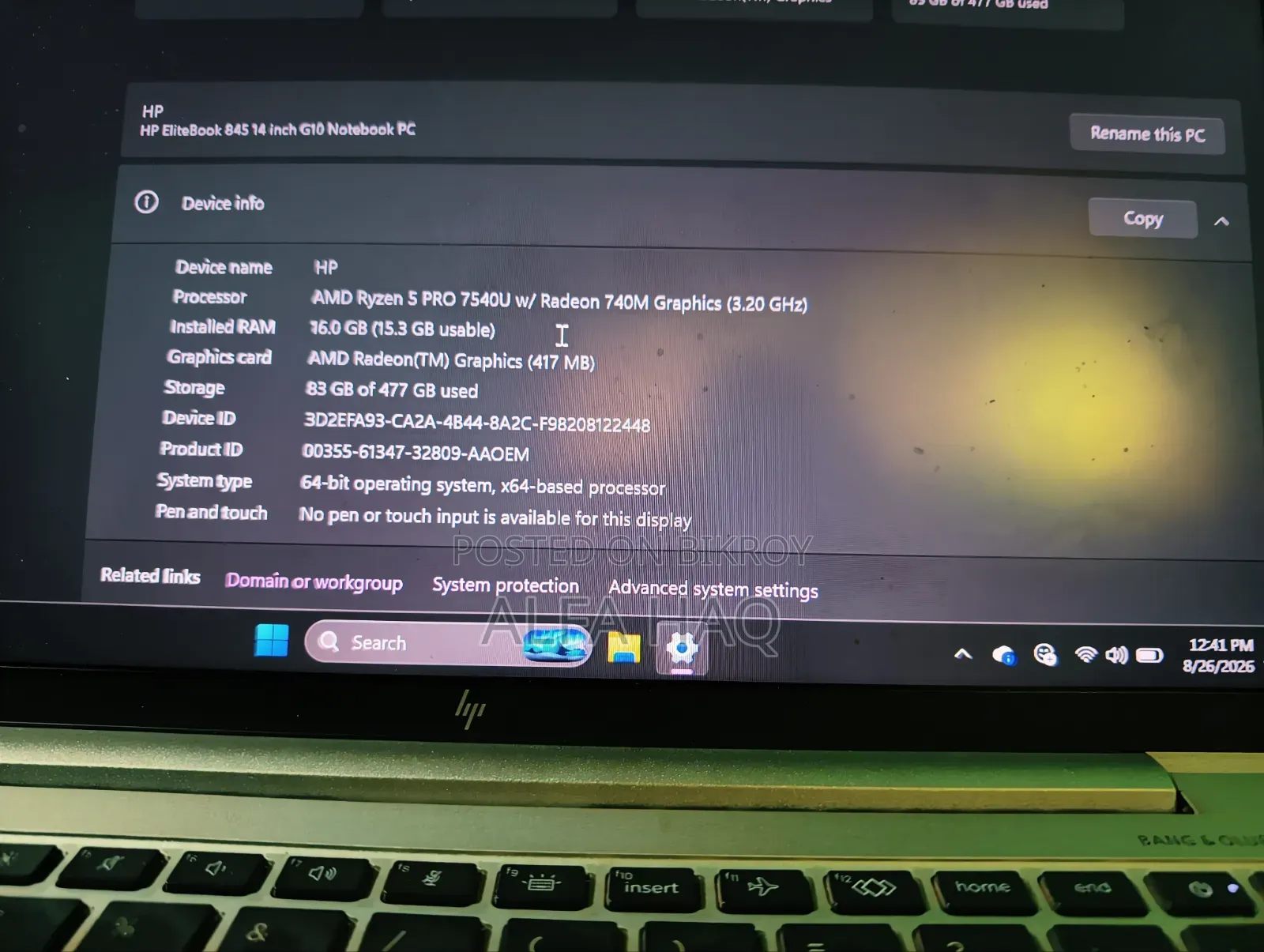 Laptop HP EliteBook 845 G10 16GB AMD Ryzen 5 SSD 512GB