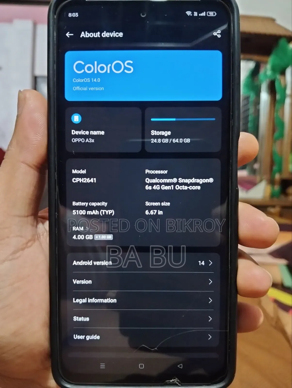 Oppo A3x 64 GB Rose Gold
