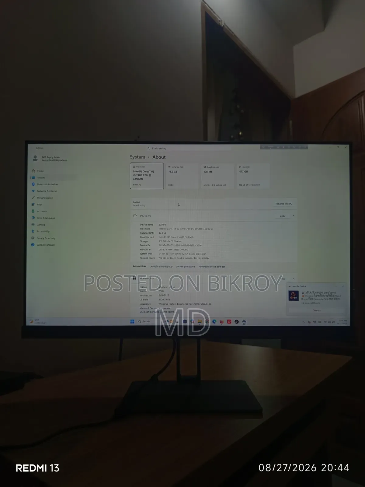 Desktop Computer 12GB Intel Core i5 SSD 500GB