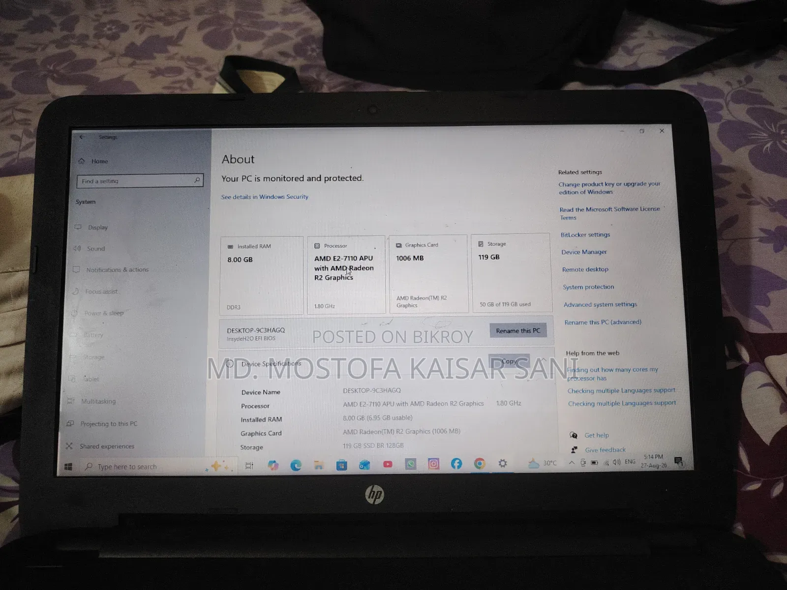 Laptop HP Stream Notebook 8GB AMD SSD 128GB