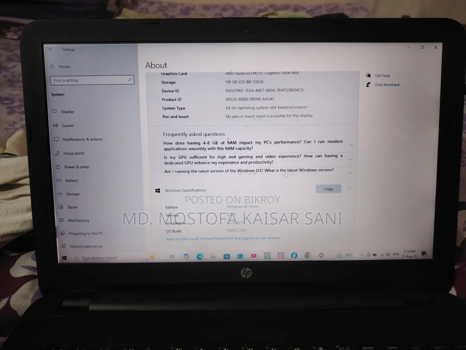 Laptop HP Stream Notebook 8GB AMD SSD 128GB