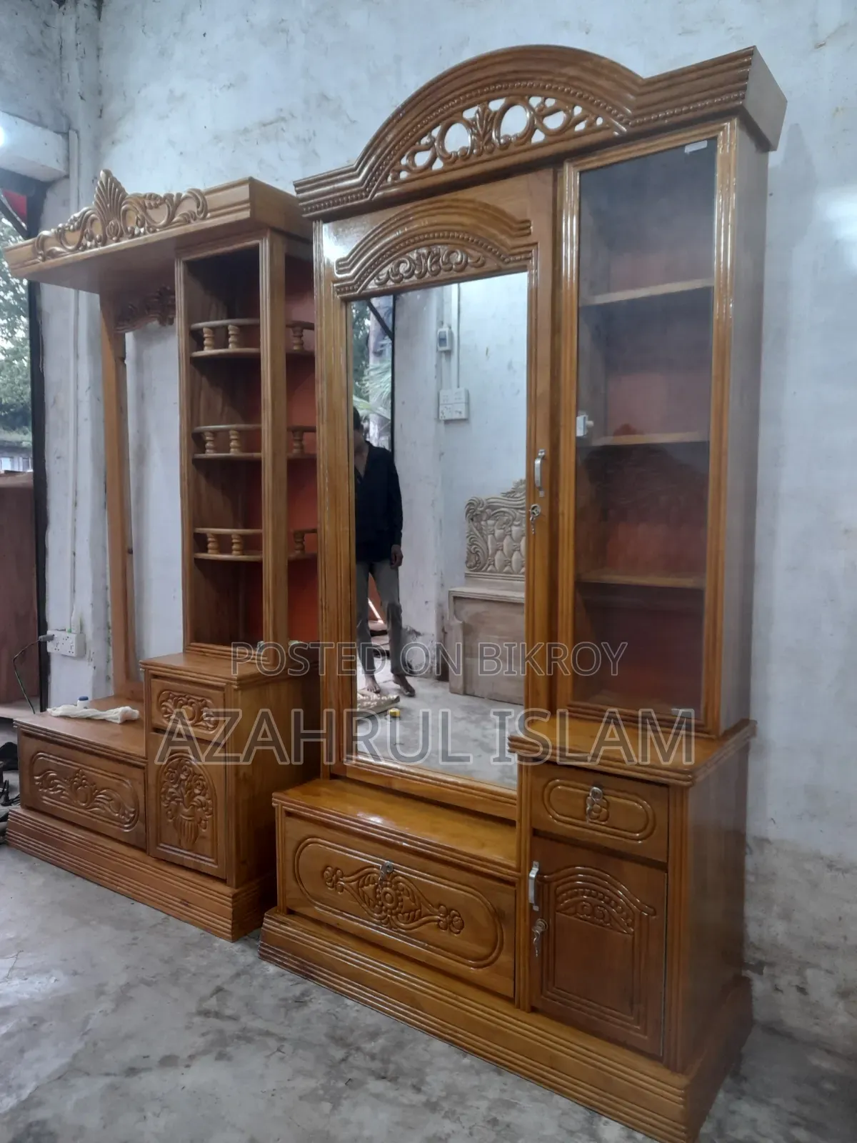 ফ্রেশ একাশি কাঠের নতুন মডেল ড্রেসিং টেবিল