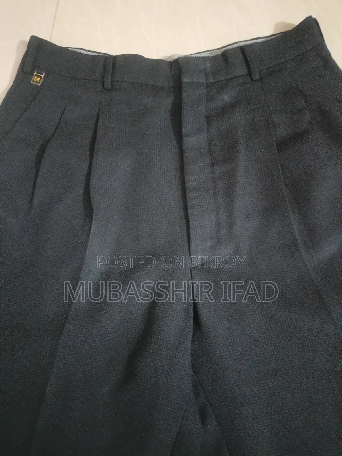 Imported Korean Textured Double Pleated Charcoal Formal Pant