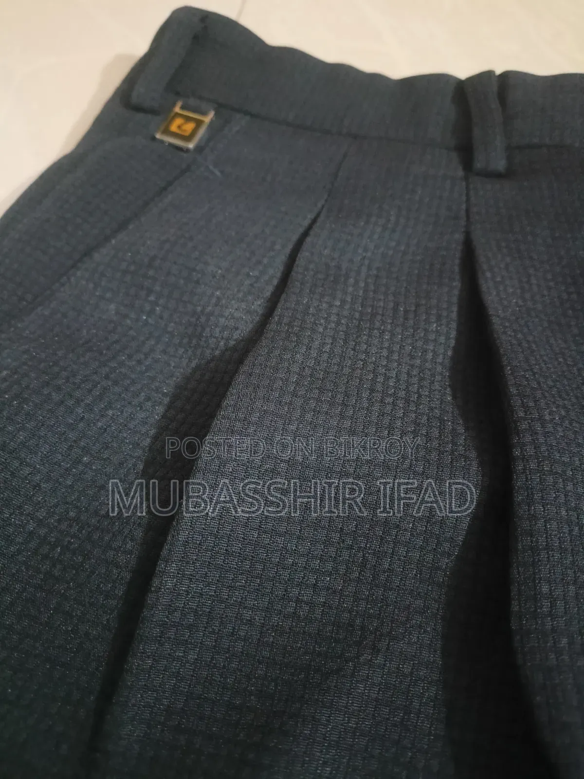 Imported Korean Textured Double Pleated Charcoal Formal Pant