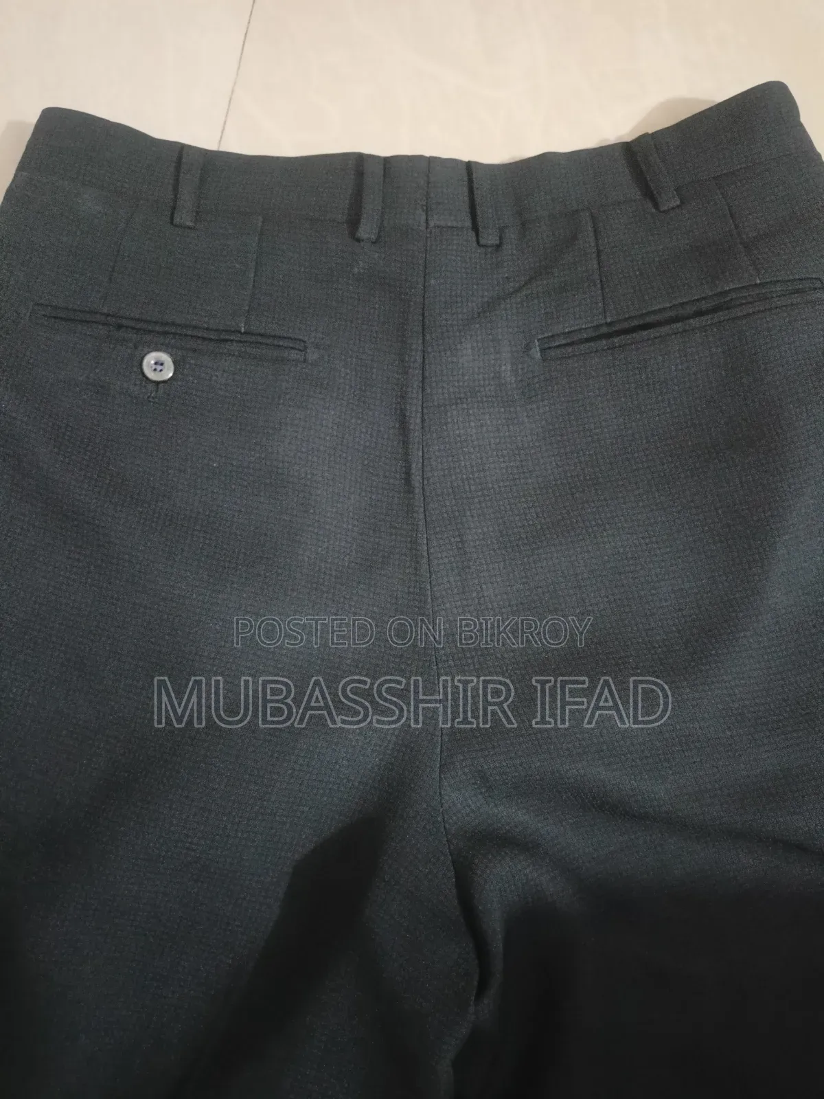 Imported Korean Textured Double Pleated Charcoal Formal Pant