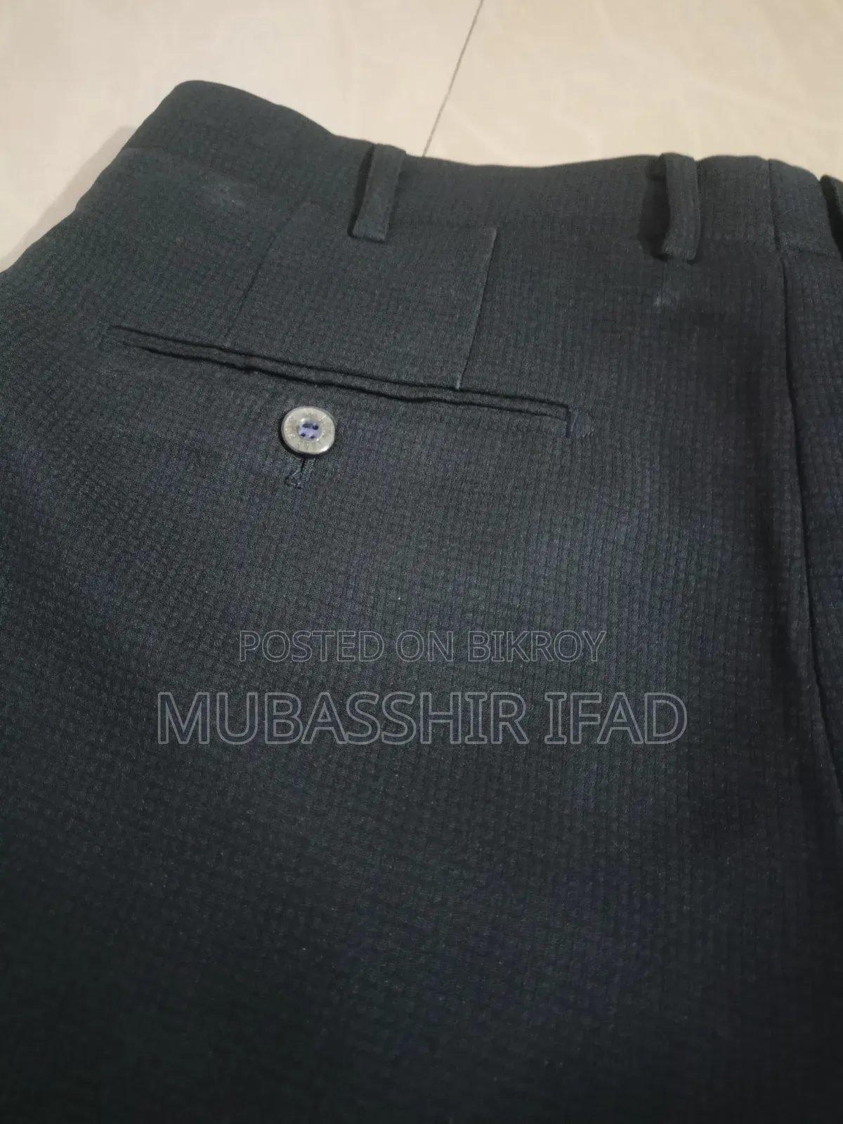 Imported Korean Textured Double Pleated Charcoal Formal Pant