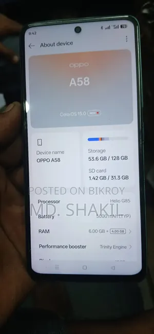 New Oppo A58 4G 128 GB Graphite