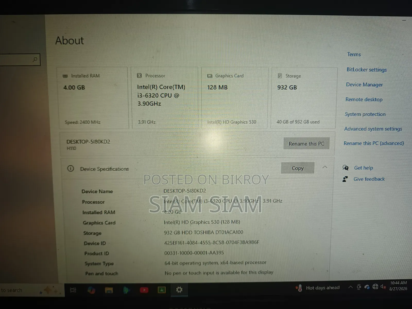 Desktop Computer 4GB Intel Core i3 HDD 1T