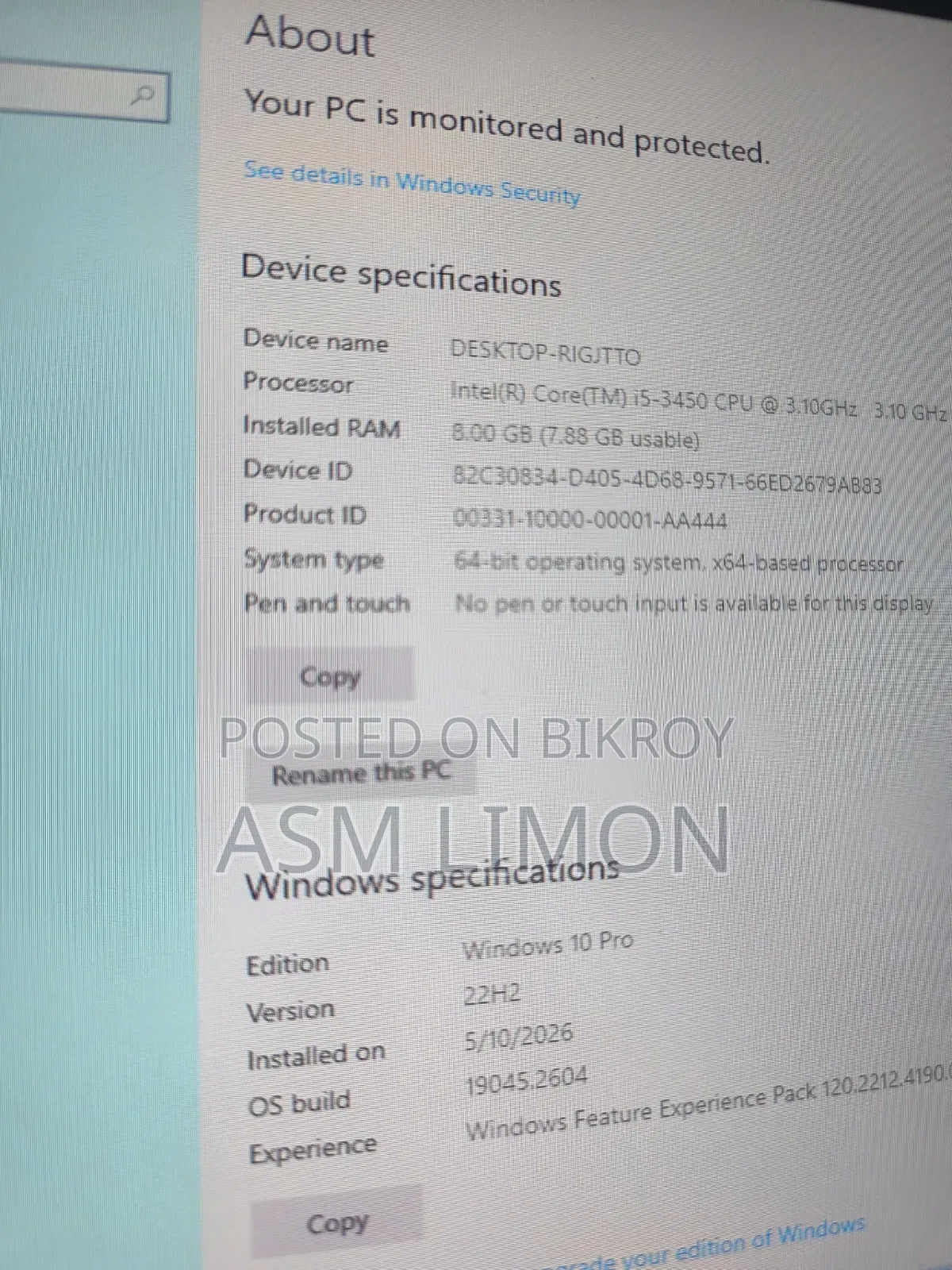 New Desktop Computer Asus 8GB Intel Core i5 SSD 128GB