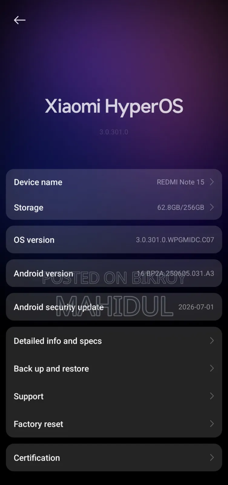 Xiaomi Redmi Note 15 256 GB Blue