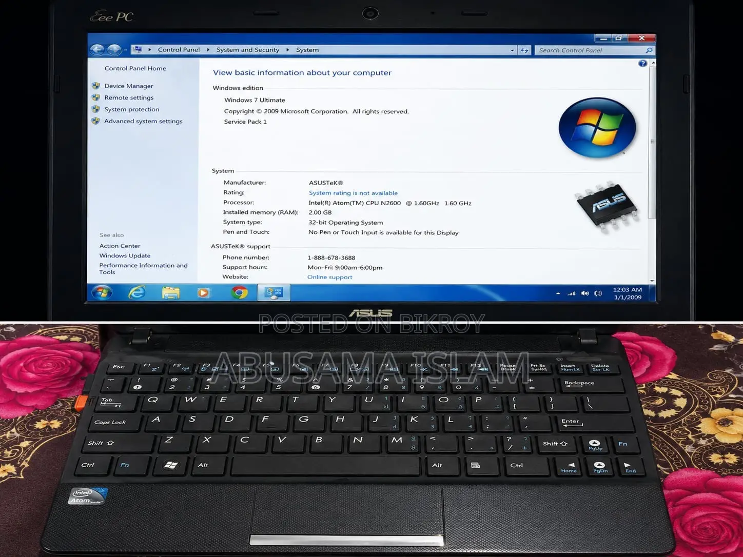 Laptop Asus 2GB Intel Atom HDD 160GB