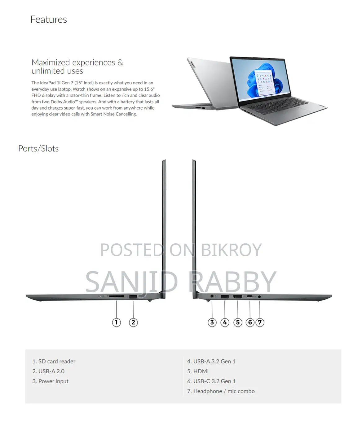 Laptop Lenovo IdeaPad 1 8GB Intel Celeron SSD 512GB