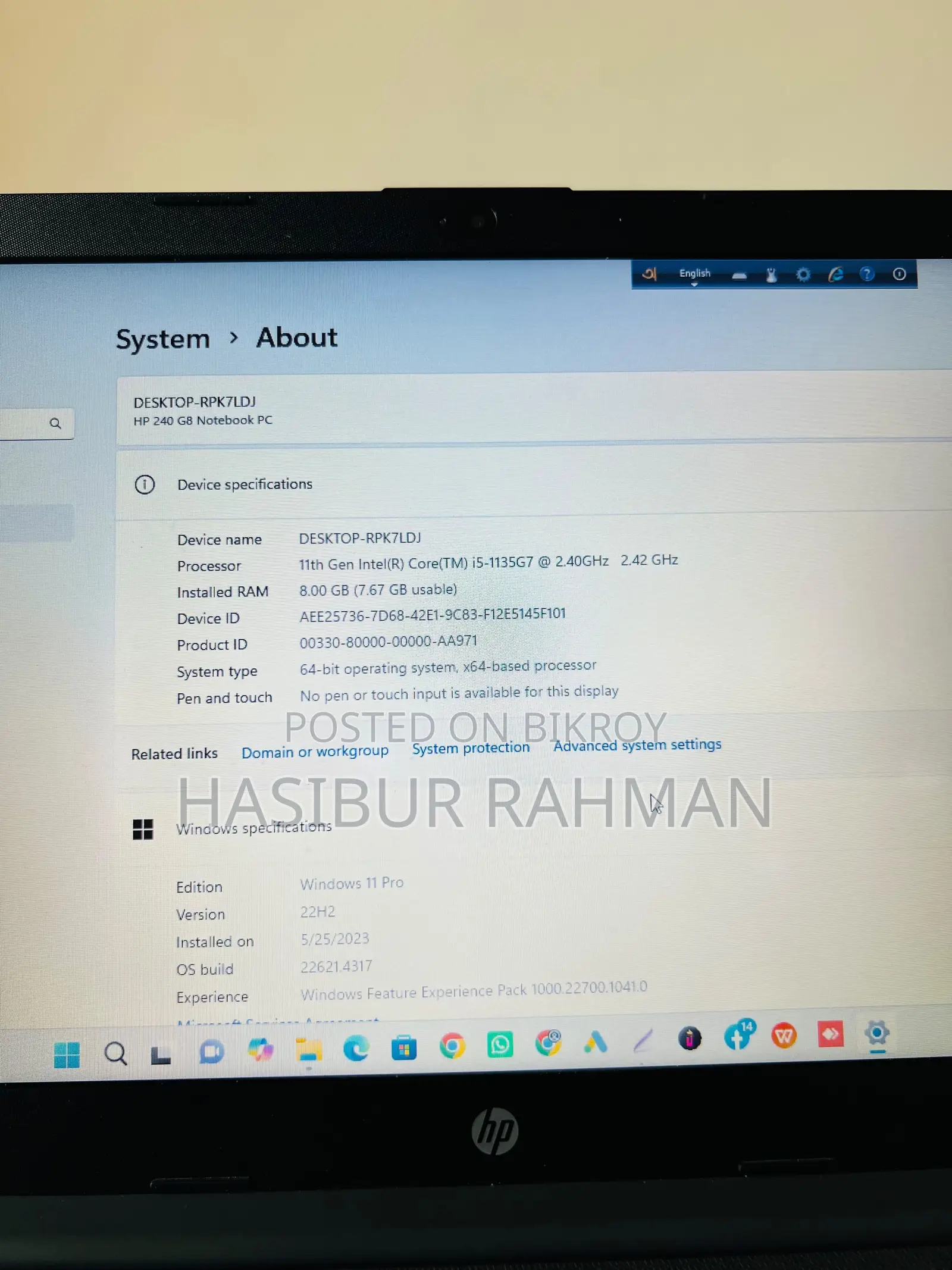 Laptop HP 240 G8 8GB Intel Core i5 SSD 256GB