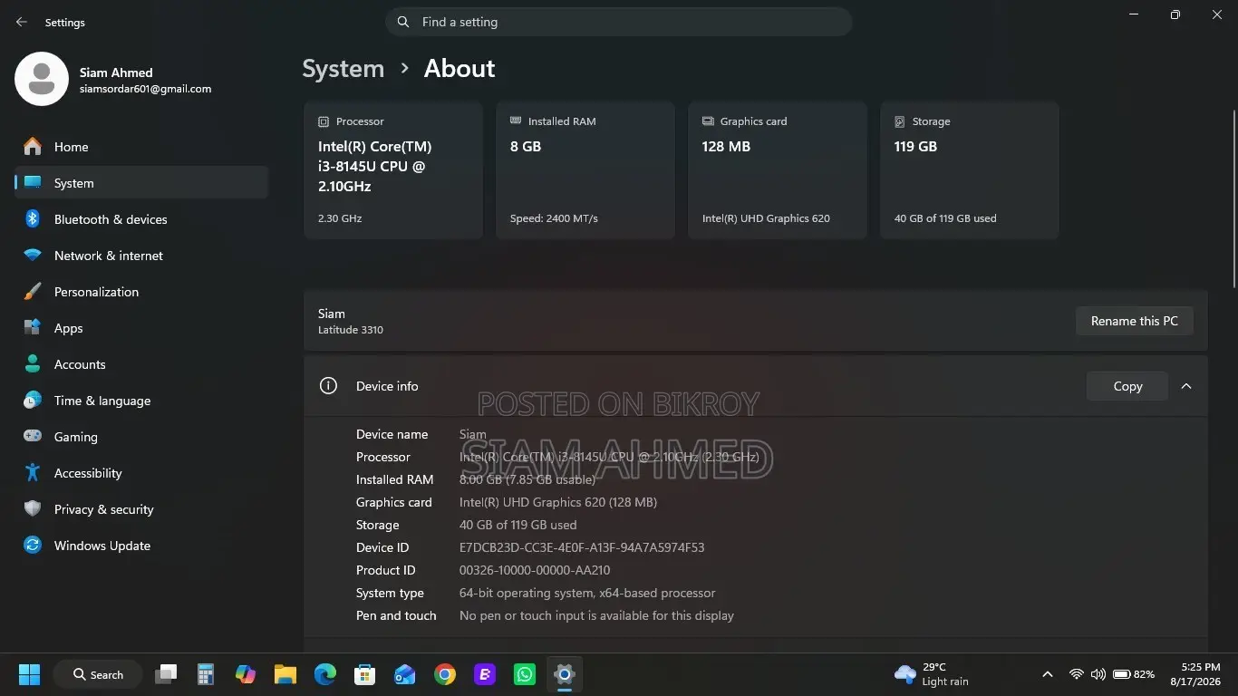 Laptop Dell Latitude 3310 8GB Intel Core i3 SSD 128GB