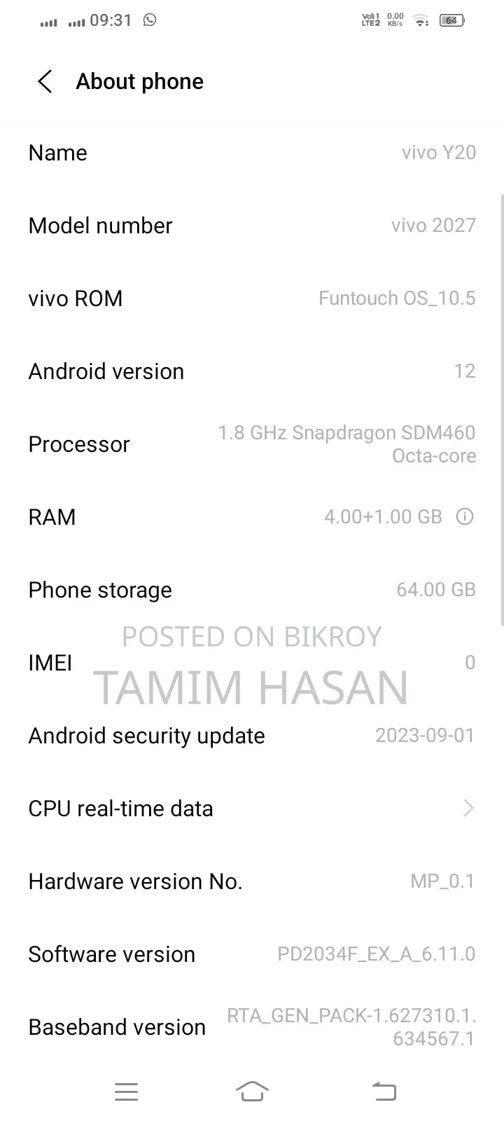 Vivo Y11 32 GB Blue
