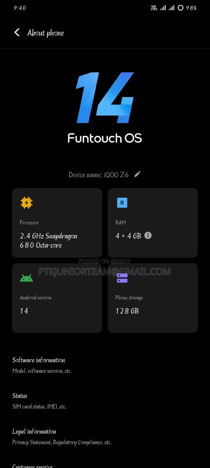 Vivo iQOO Z6x 128 GB Black