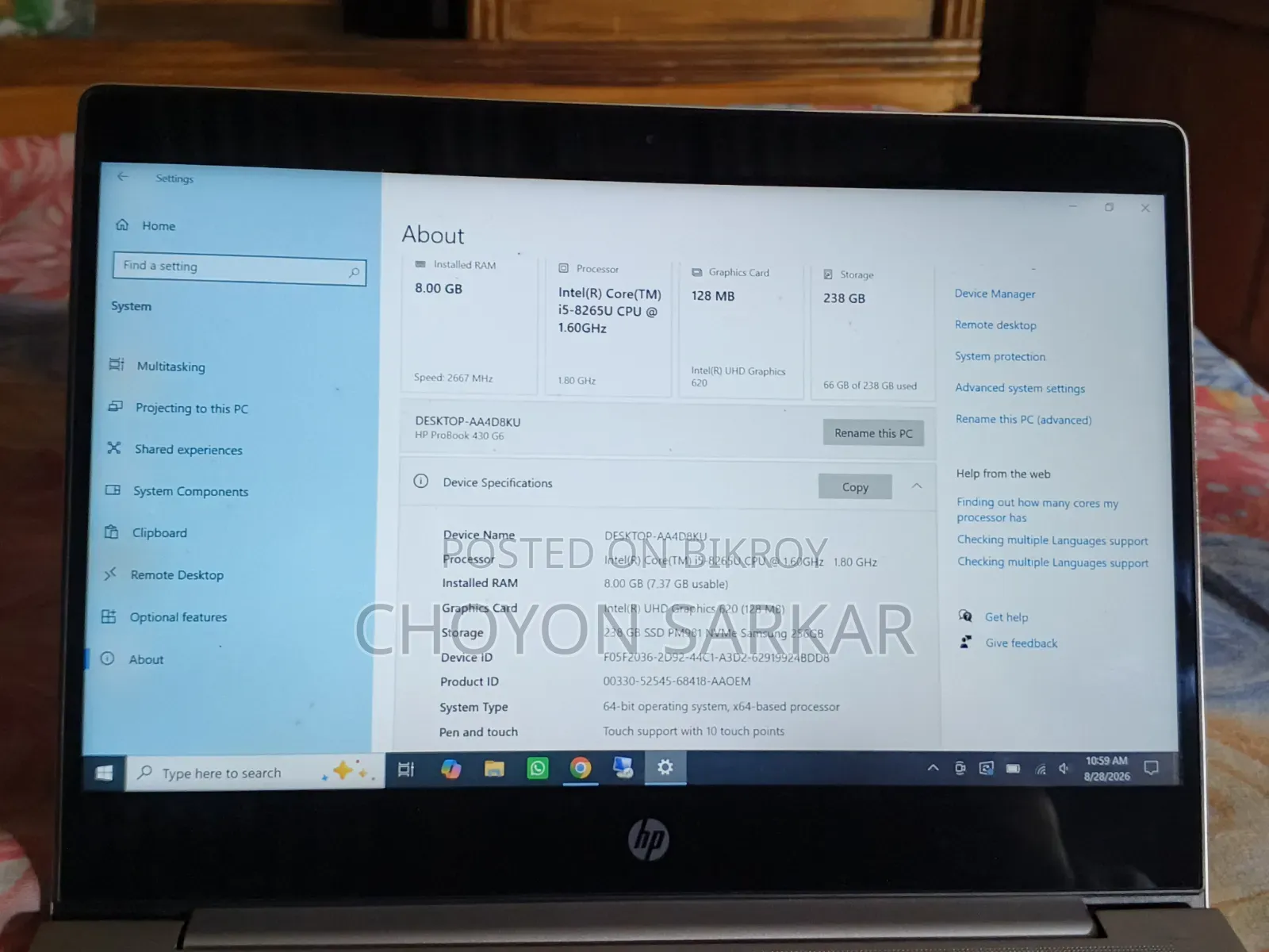 Laptop HP ProBook 430 G6 8GB Intel Core i5 SSD 256GB