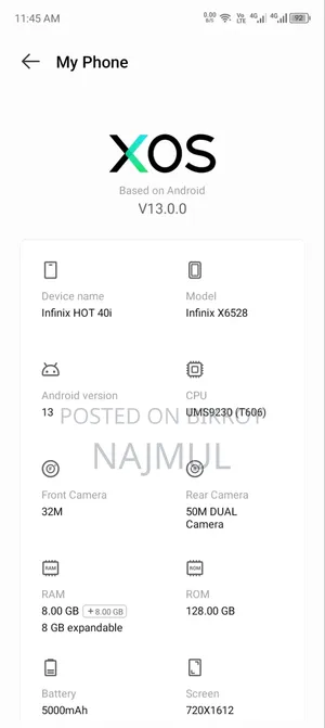 Infinix Hot 40i 128 GB Blue