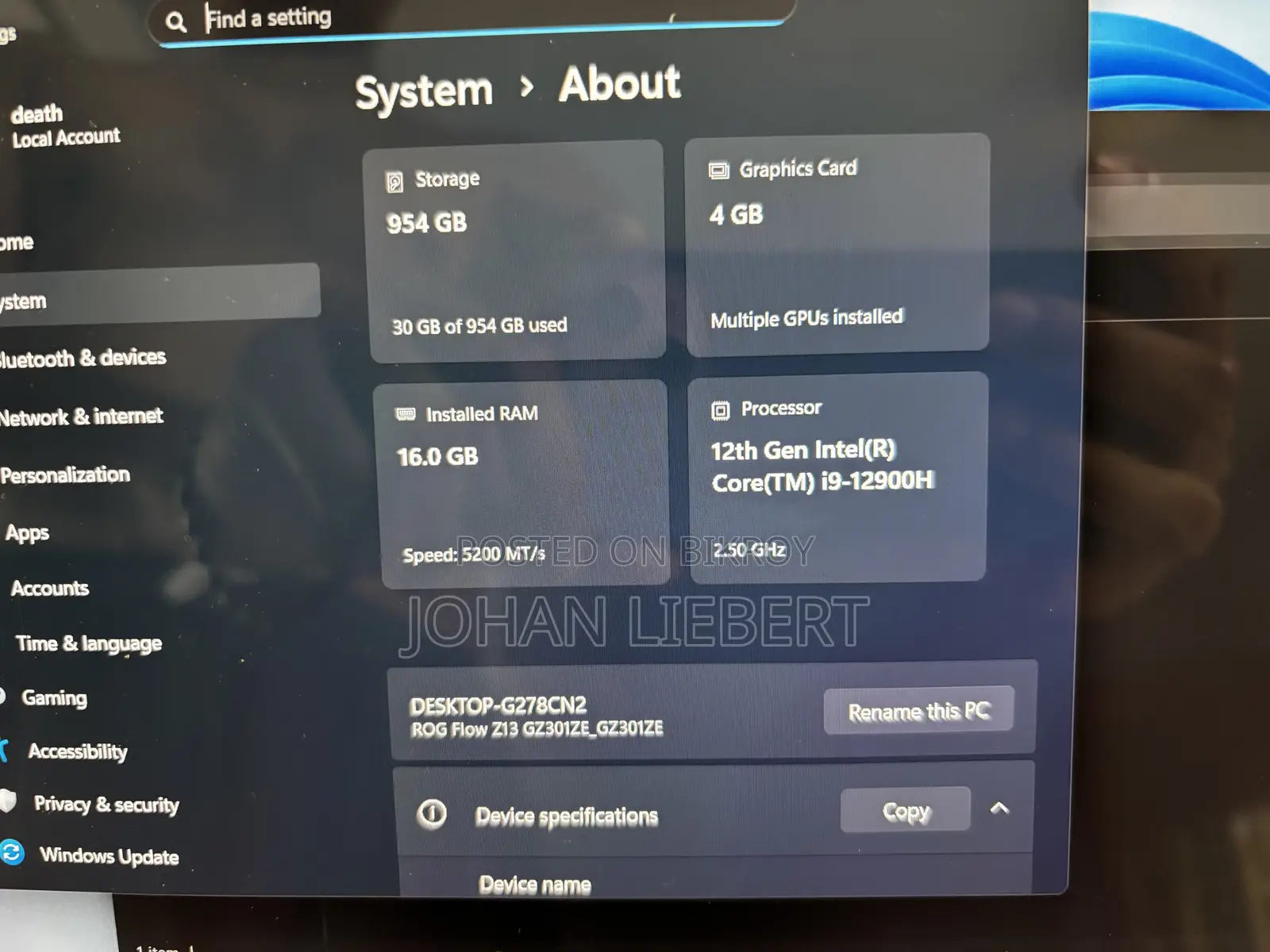 Laptop Asus ROG GX800VH 16GB Intel Core i9 SSD 1T