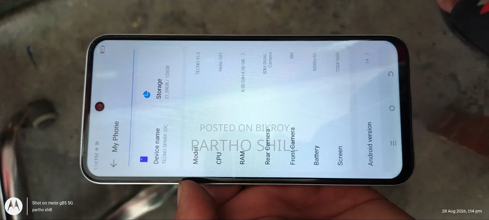 Tecno Spark 30C 128 GB White