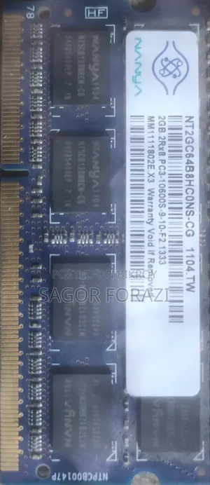 Nanya 2GB DDR3 1333MHz Laptop RAM | PC3-10600S | 204 Pin