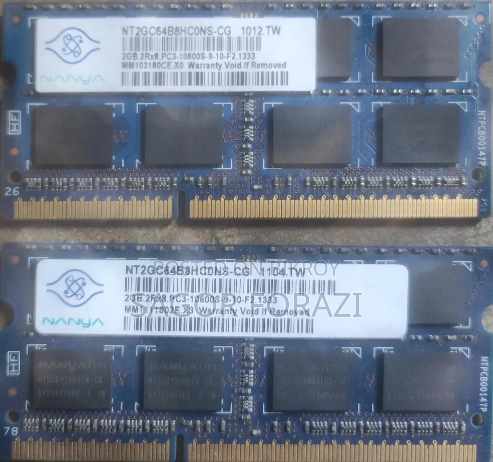 Nanya 2GB DDR3 1333MHz Laptop RAM | PC3-10600S | 204 Pin