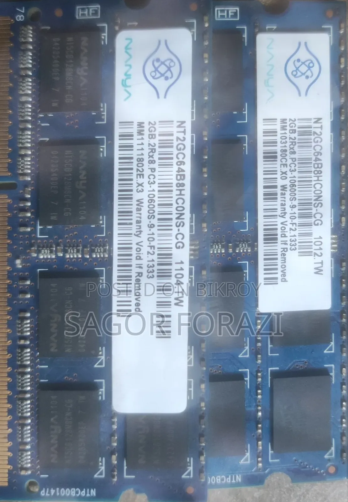 Nanya 2GB DDR3 1333MHz Laptop RAM | PC3-10600S | 204 Pin