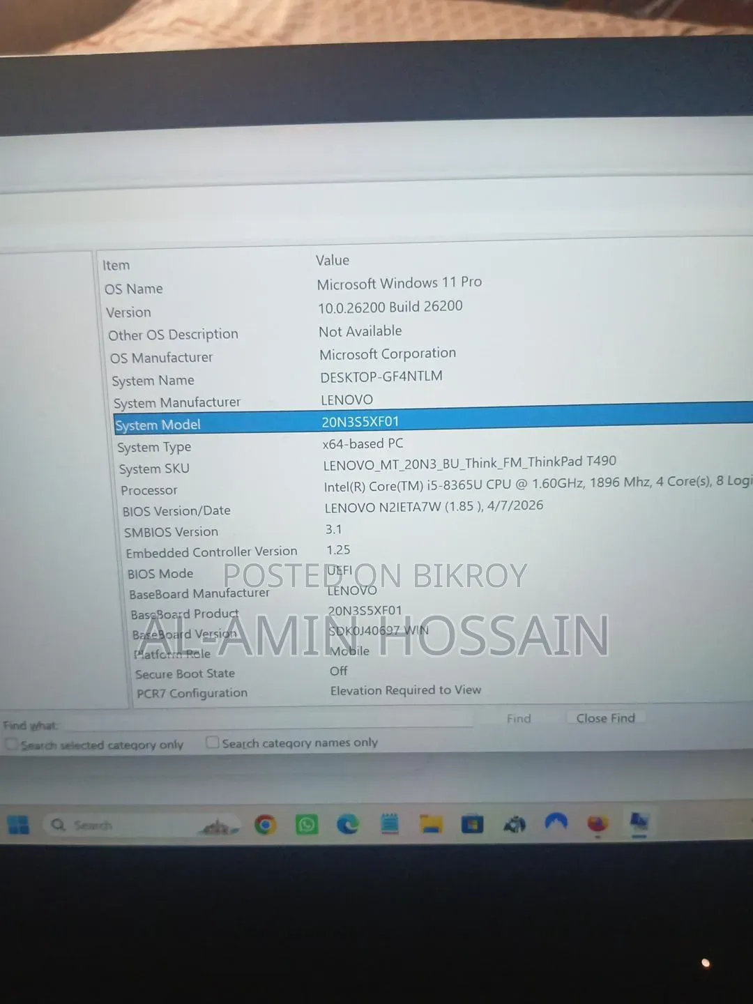 Laptop Lenovo 8GB Intel Core i5 SSD 256GB