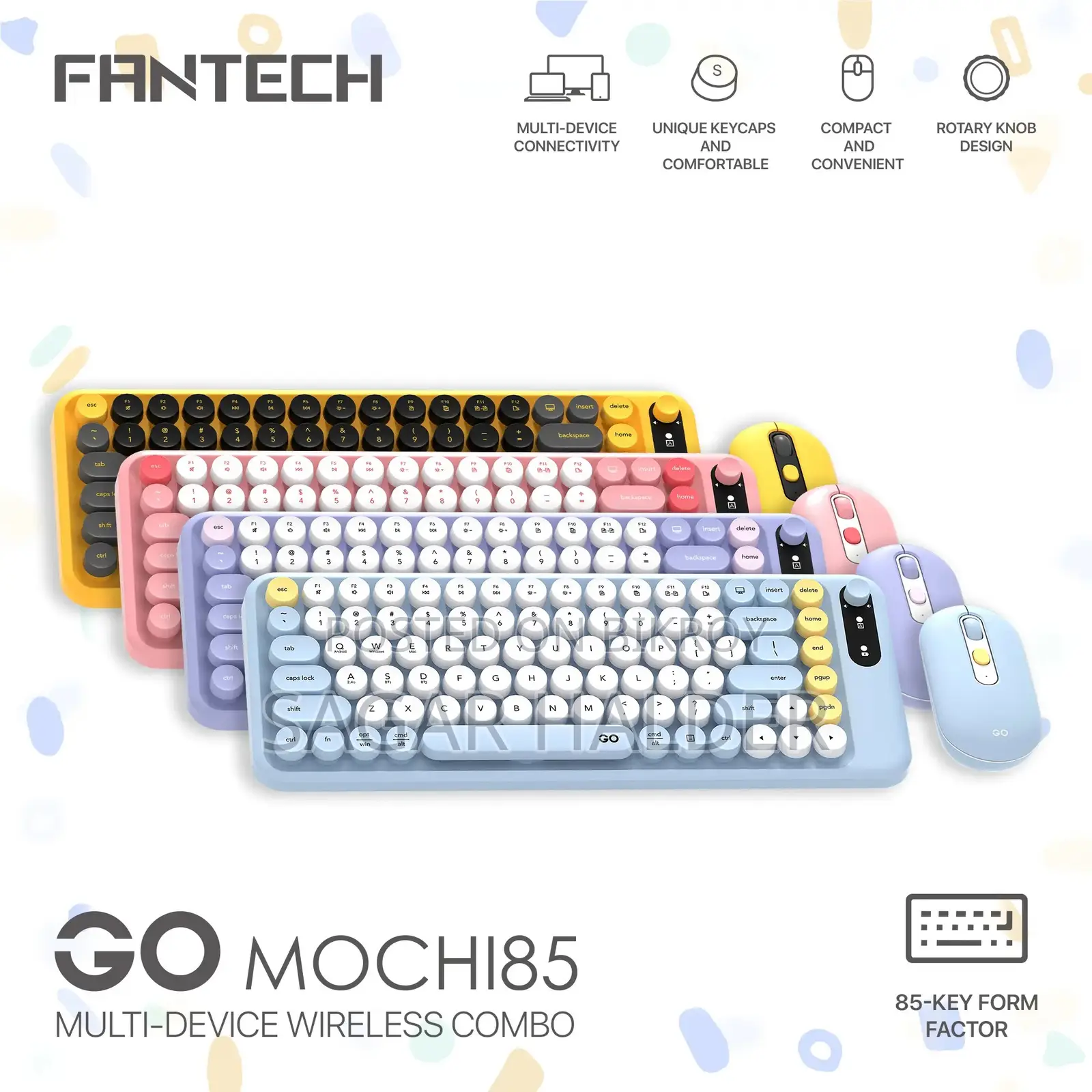 Sell PostFantech Go Mochi 85 WK898 Pink Wireless Keyboard &Mouse Combo