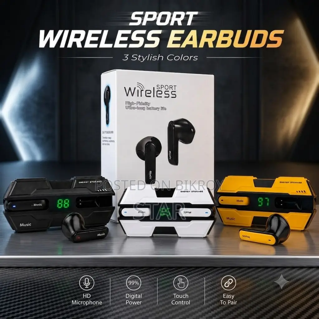 K8 Sport Wireless Earbuds – Digital Battery Display