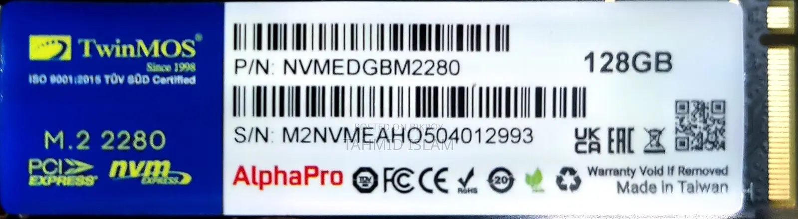 TwinMos Alpha Pro 128gb NVMe M.2 SSD